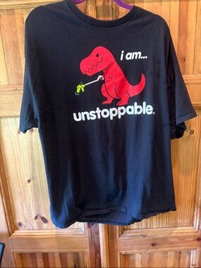 Unstoppable Red Dino Graphic Tee - Black